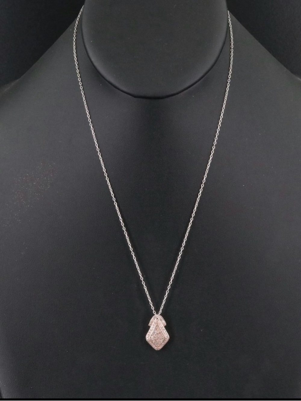 Diamond pendant, 18 inch sterling chain - Women Jewelry